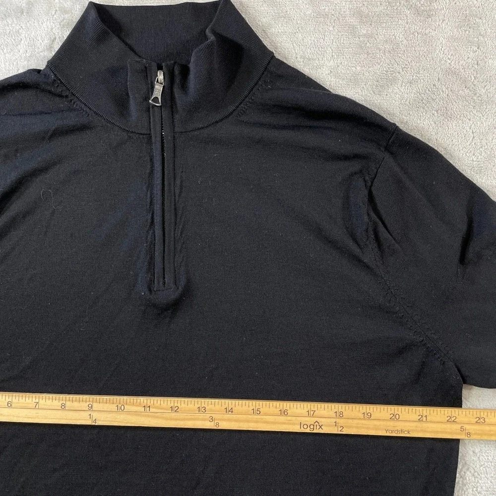 Brooks Brothers Brookstech Quarter Zip Pullover Sweater Men XL Merino Wool Black